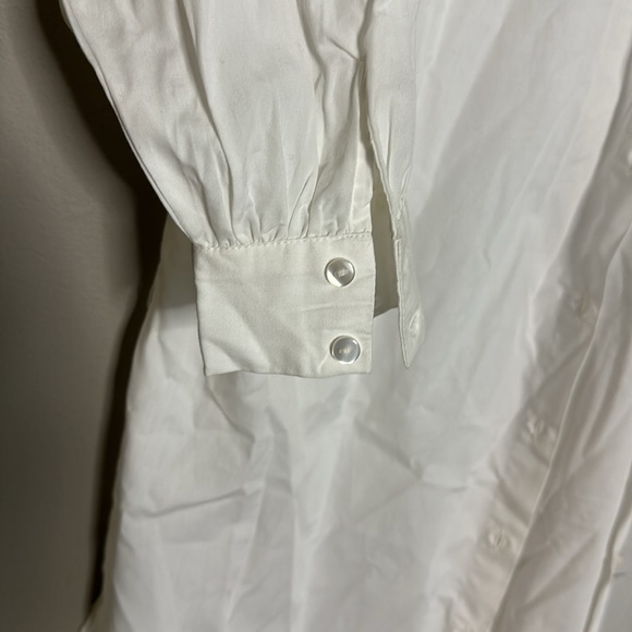 White Midi Button up shirt with silver studs - Picture 4 of 4